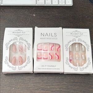 Set of 3 Nail Packs - Pink and Sparkle Designs